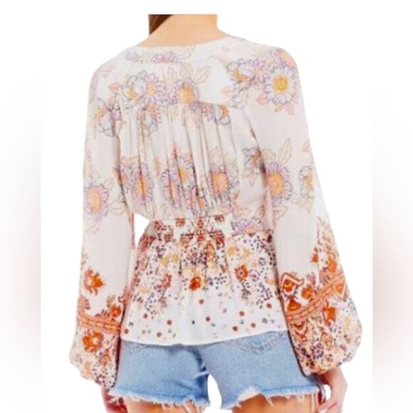 Free People Run Free Blouse Multi floral S - Picture 3 of 5